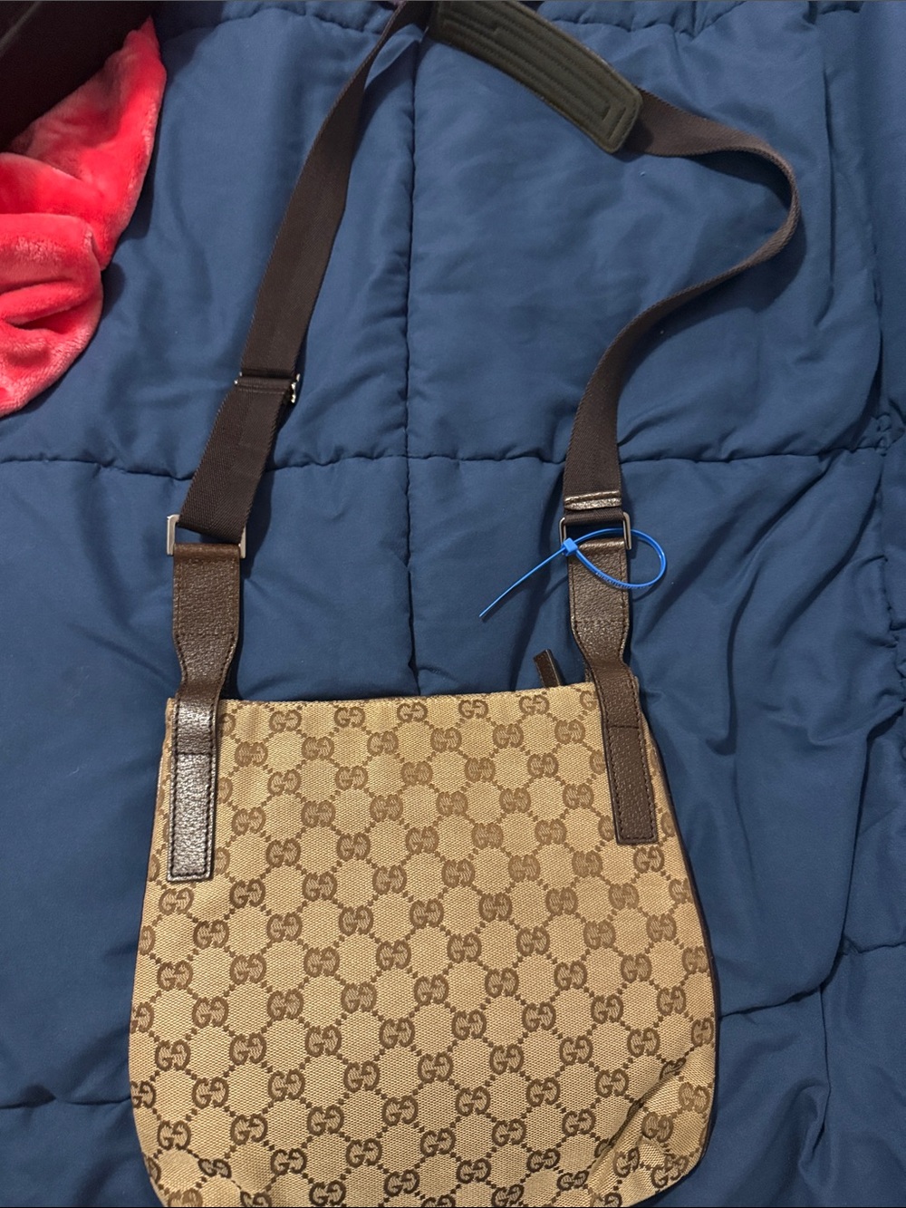 Gucci Brown Beige Monogram Messenger Bag